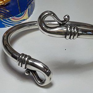 Estate 6mm Tube & Curled Bar End Sterling Silver KBN twist on Bangle #18481